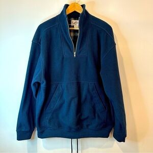 Vintage Cuffy's of Cape Cod Men's Fleece Jacket Size M Heavyweight 1/4 Zip Navy